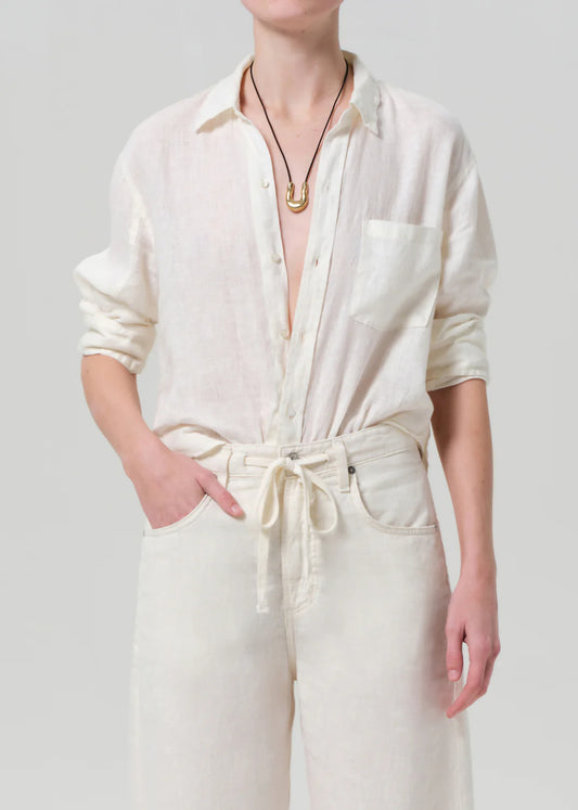 Kayla Shrunken Linen Shirt Vanilla