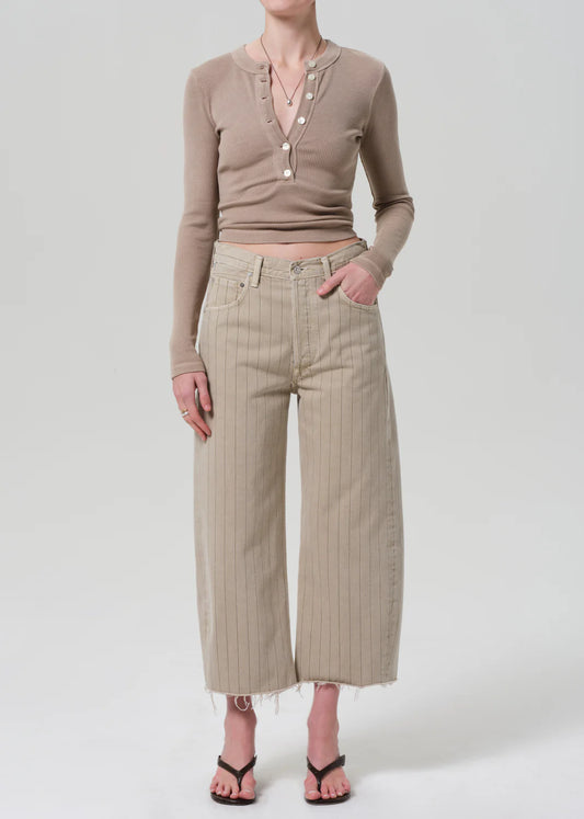 Ayla Raw Hem Natural Stripe