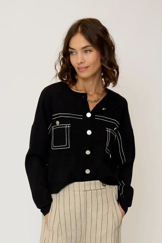 Oliver Oversized Topstitch Cardigan