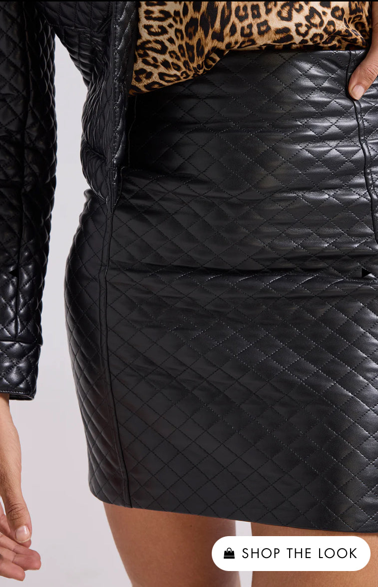 Aiza Quilted Leather Skirt
