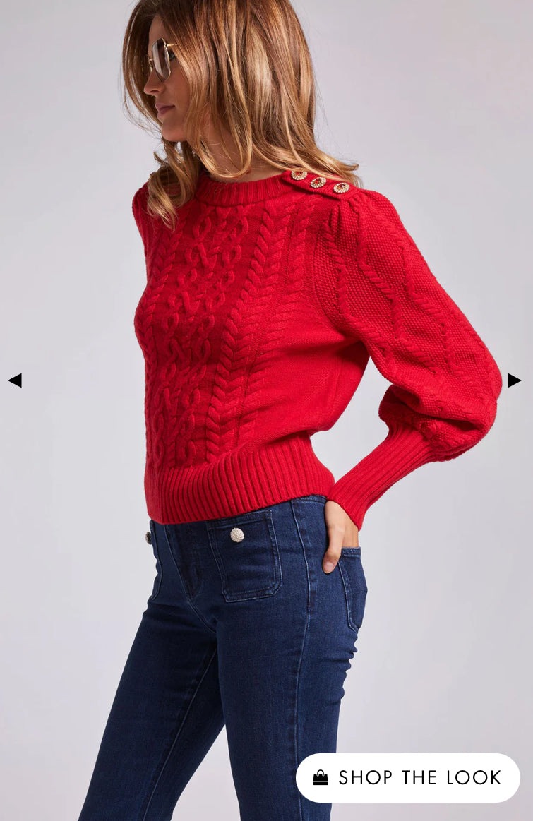 Ryan Cable Button Sweater Red
