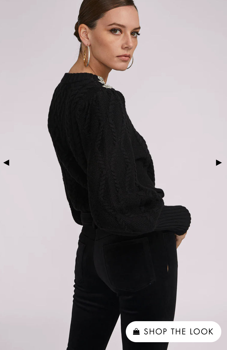 Ryan Cable Button Sweater Black