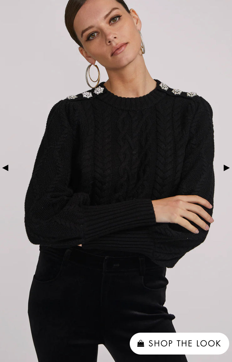 Ryan Cable Button Sweater Black