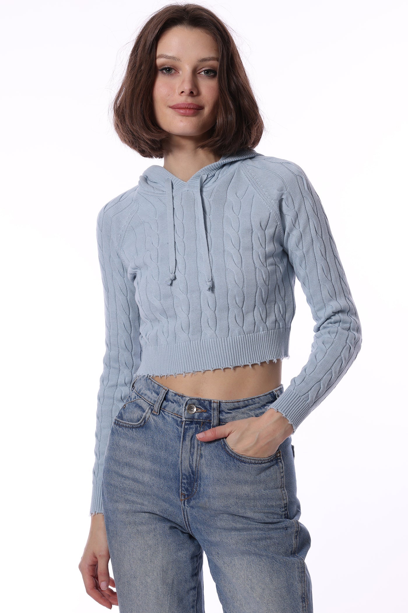 Baby blue best sale crop top hoodie