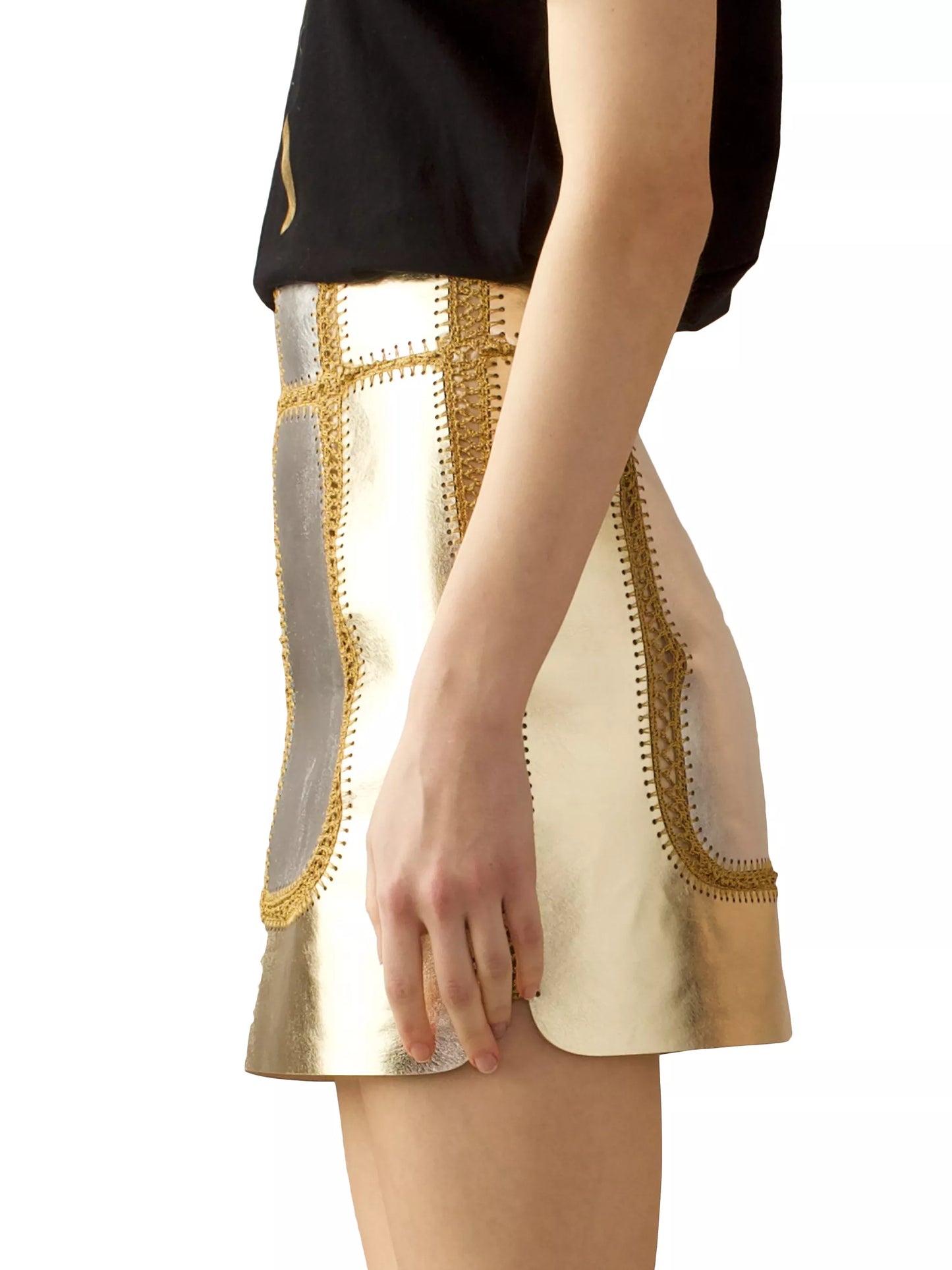 Mixed Metallic Vegan Leather Skirt